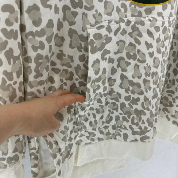 Green Bay Packers Leopard Hoodie Gray Cheetah NFL Graphic Pullover Women's XXL - Picture 5 of 11